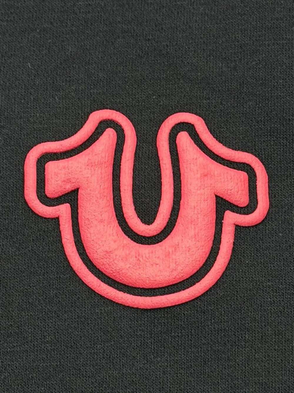 True Religion Mens TNL Puff Buddha Full Zip Hoodie Large L Black Red Stitch NWT